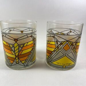 2 Frank Lloyd Wright Butterfly Window 8-10 Oz Tumblers
